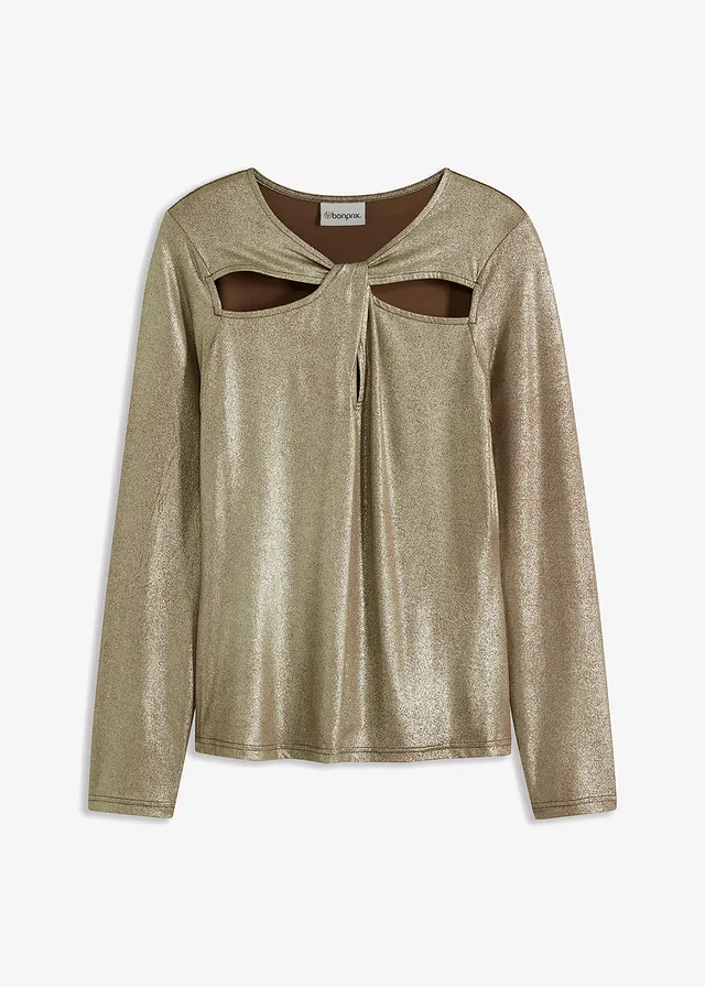 Longsleeve met cut-outs • goudkleur-zwart • bonprix online shop