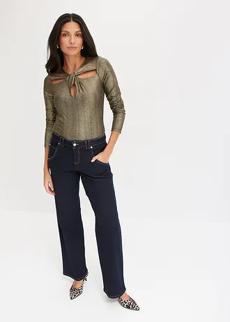 Longsleeve met cut-outs • goudkleur-zwart • bonprix online shop