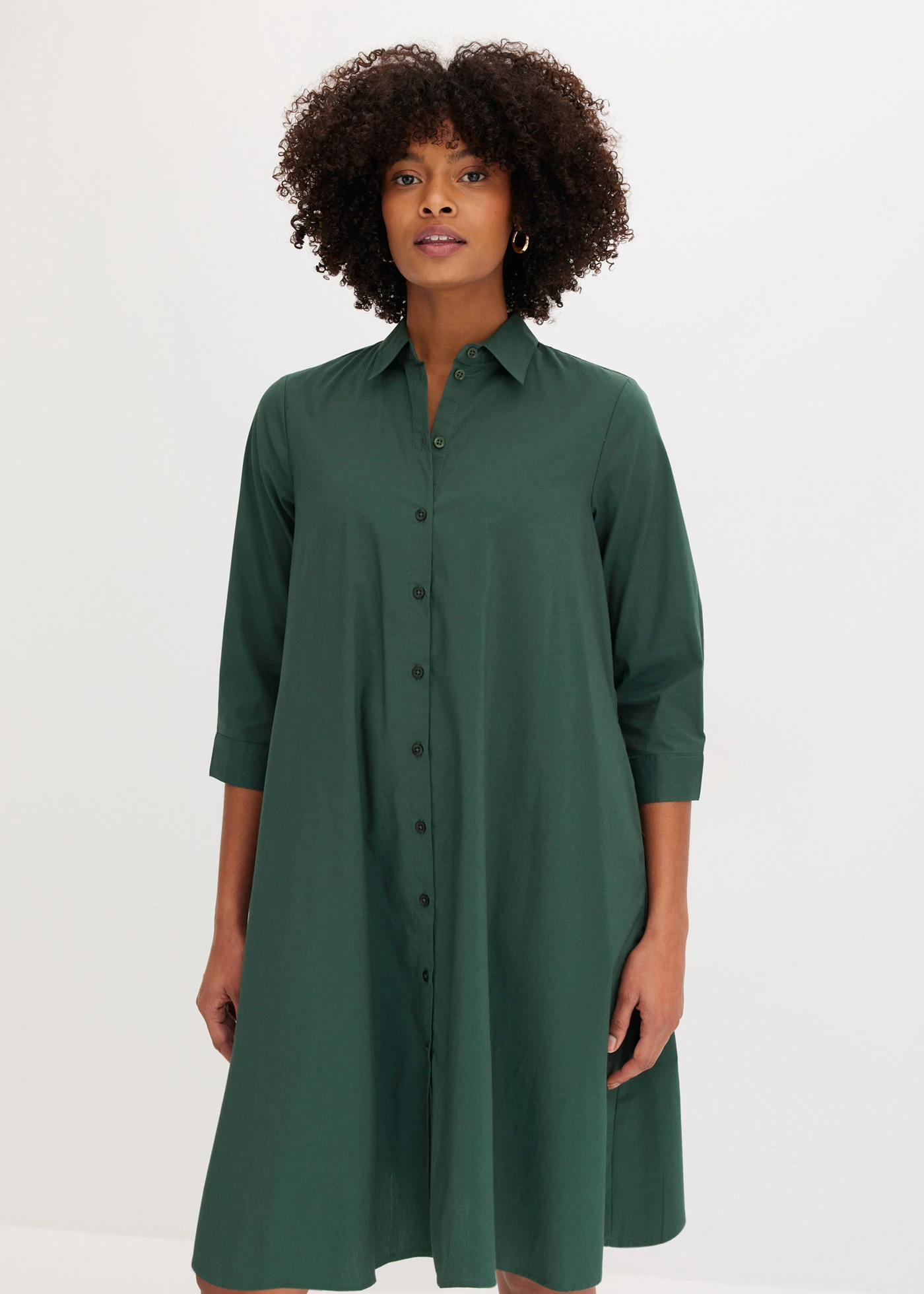 Rochie tip cămașă din poplin robust • verde-umbră • magazin bonprix