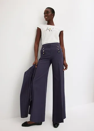 Keprové kalhoty s ozdobnými knoflíky • noční modrá • bonprix obchod
