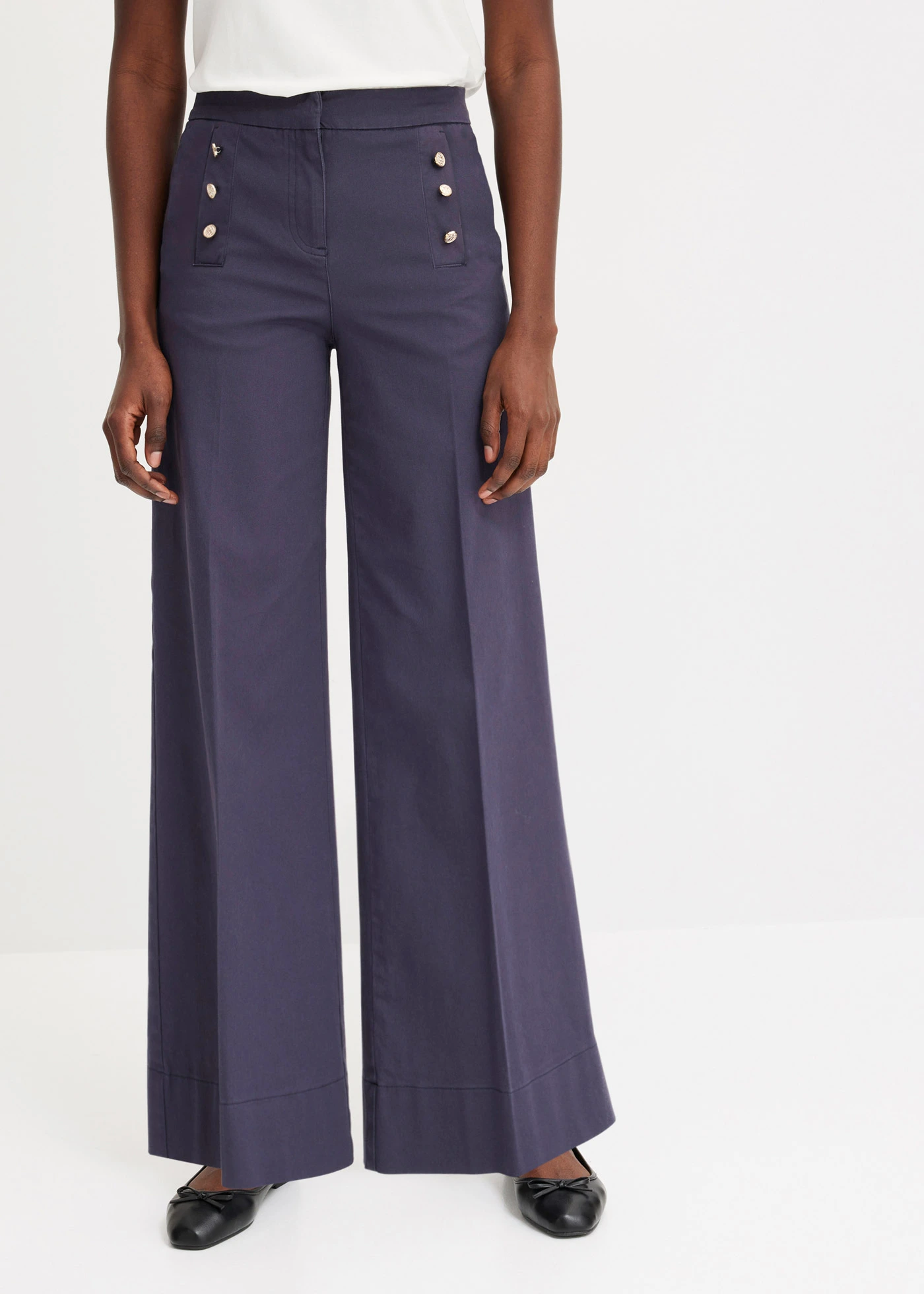 Keprové kalhoty s ozdobnými knoflíky • noční modrá • bonprix obchod