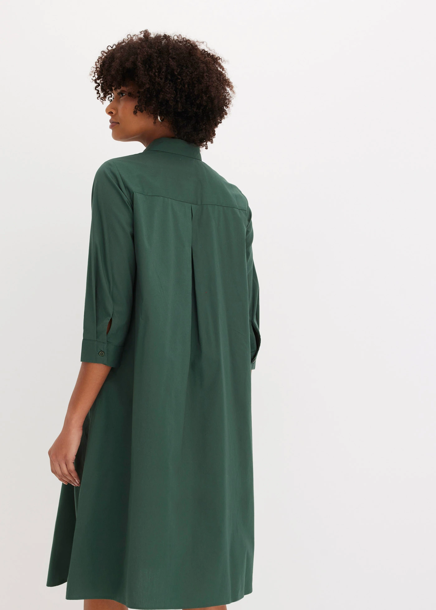 Rochie tip cămașă din poplin robust • verde-umbră • magazin bonprix