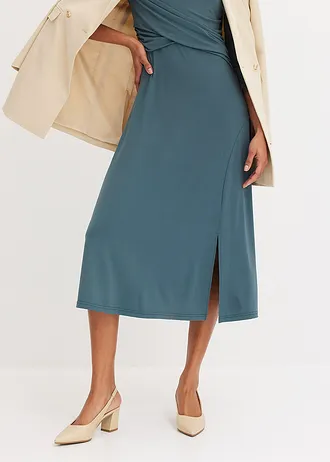 Robe midi drapée à manches 3/4 • vert feuille • Boutique bonprix