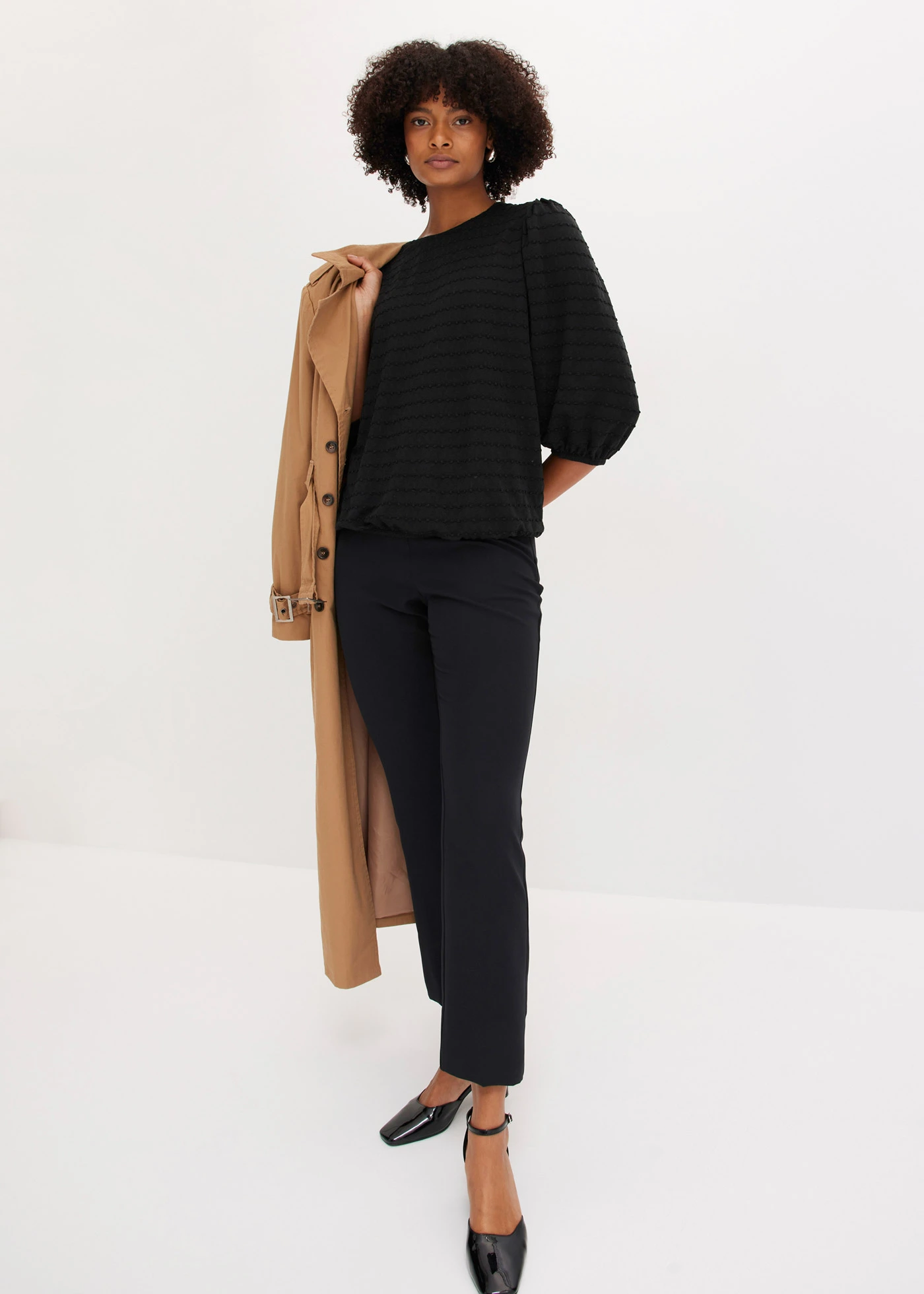 Shirt tuniek met structuur • zwart • bonprix online shop