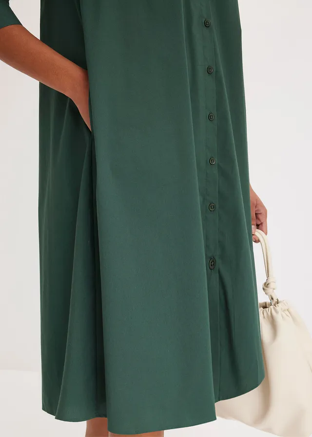 Robe-chemise en popeline solide • vert feuille • product-page.page-title-suffix