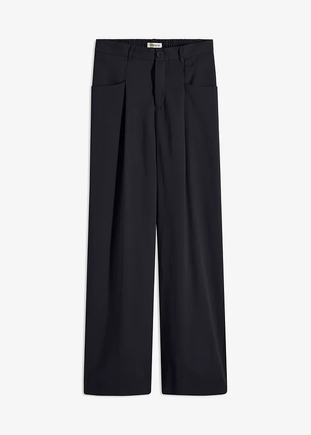 Palazzo broek met comfortabel tailleband • zwart washed • bonprix online shop