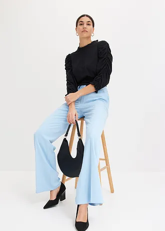 Triko s 3/4 rukávem a nařasením • černá • bonprix obchod