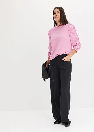 Triko s 3/4 rukávem a nařasením • jemně pink • bonprix obchod