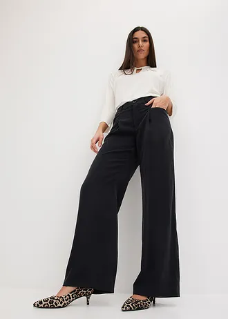 Palazzo broek met comfortabel tailleband • zwart washed • bonprix online shop