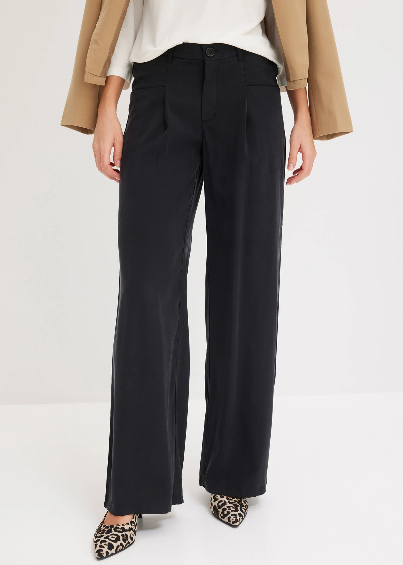 Palazzo broek met comfortabel tailleband • zwart washed • bonprix online shop