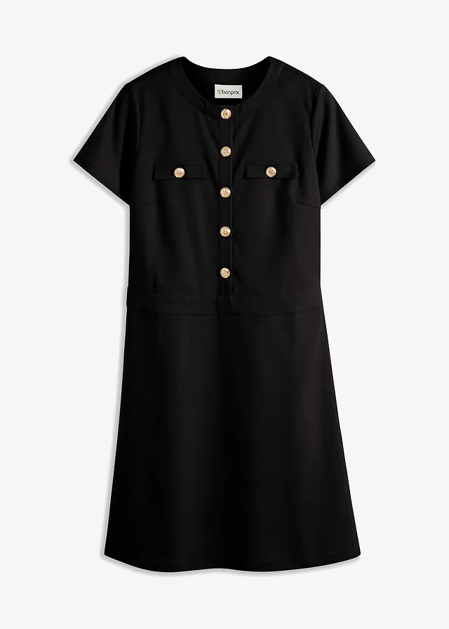 Mini jurk met licht uitlopende rok • zwart • bonprix online shop