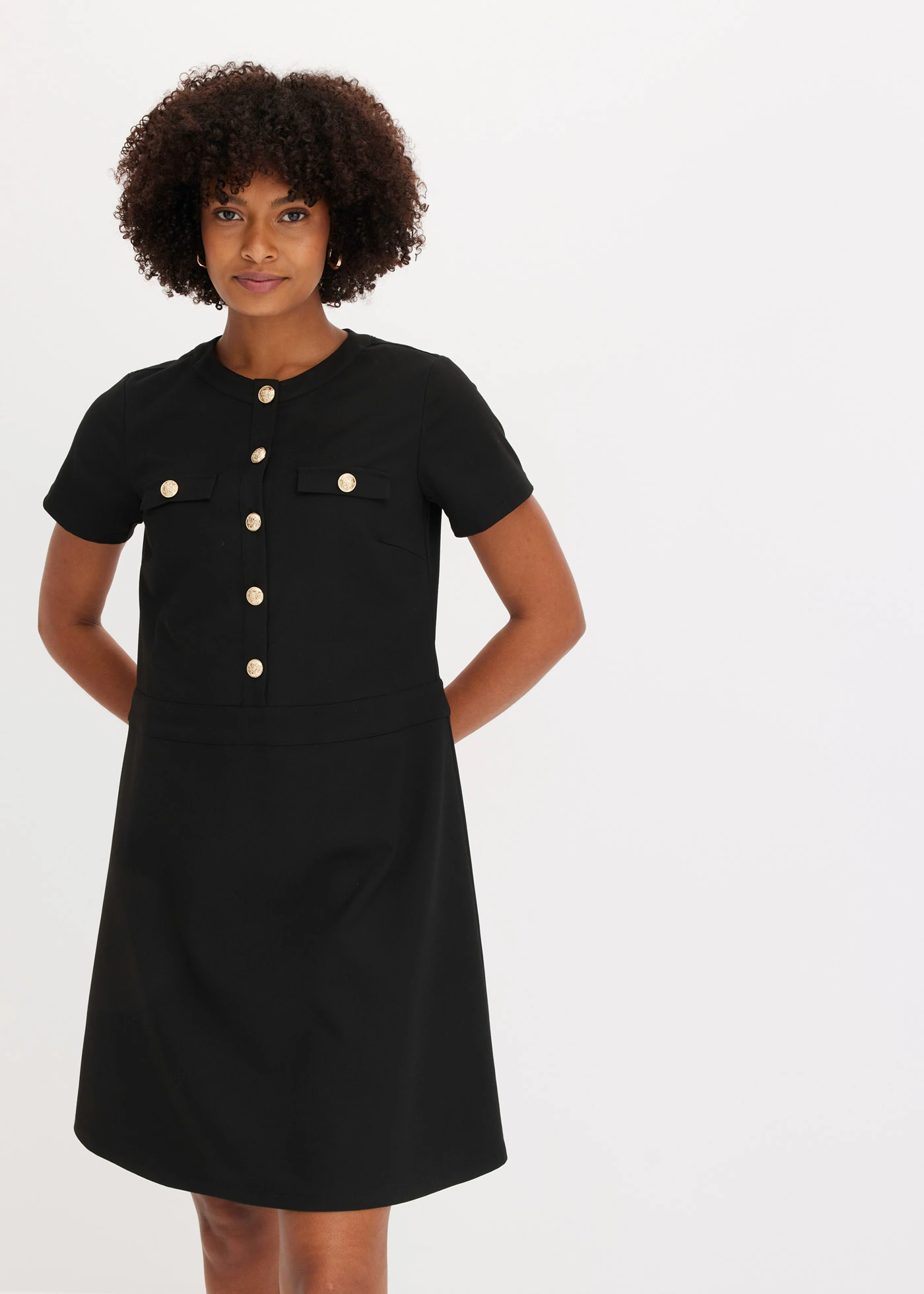 Mini jurk met licht uitlopende rok • zwart • bonprix online shop
