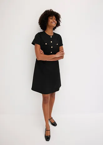 Mini jurk met licht uitlopende rok • zwart • bonprix online shop