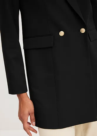 Long blazer à boutons décoratifs • noir • Boutique bonprix
