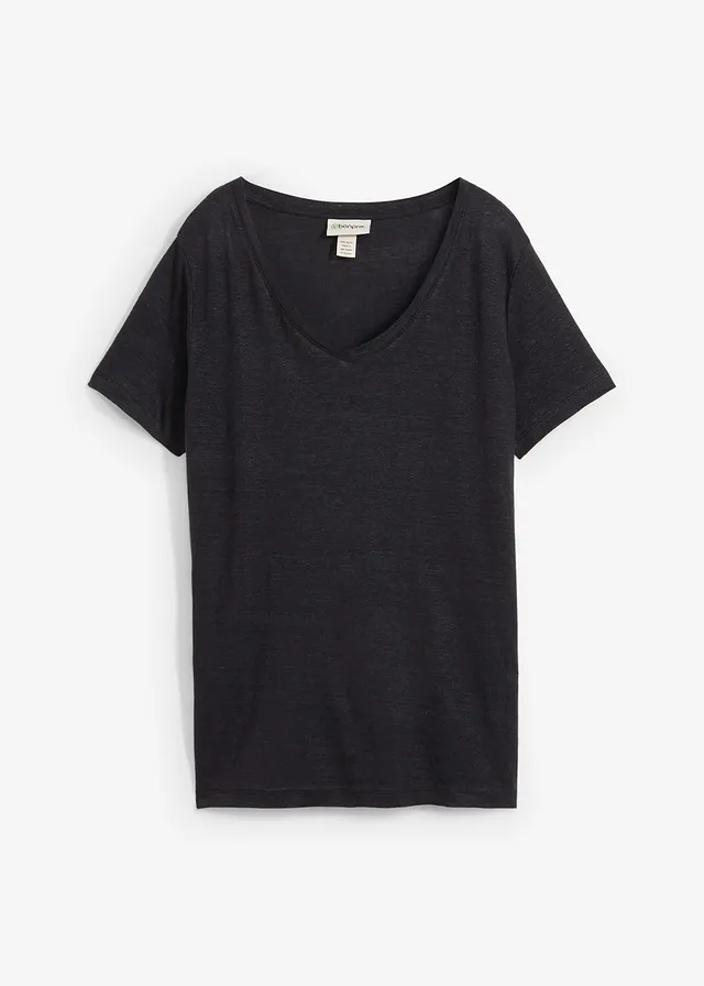 Tricou din in 100% • negru • magazin bonprix