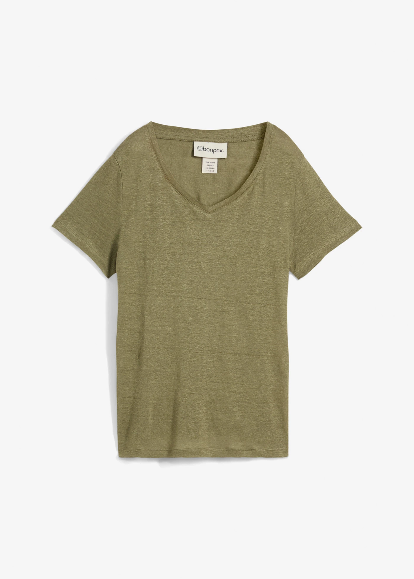 T-shirt van puur linnen • olijfgroen • bonprix online shop