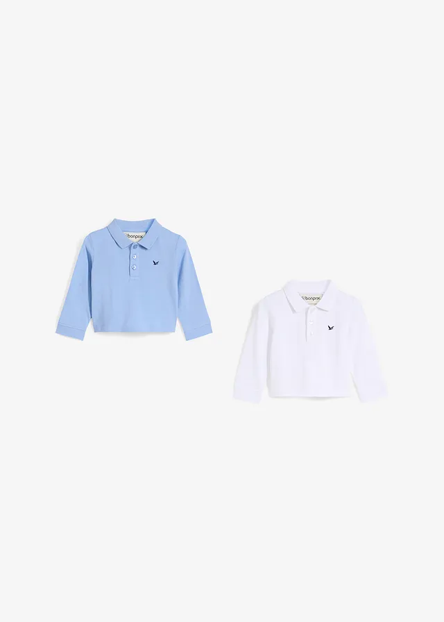 Piqué poloshirt van katoen (set van 2) • wit-parelblauw • product-page.page-title-suffix