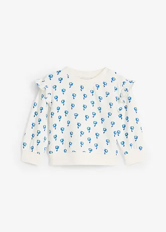 Sweat-shirt bébé, 100% coton, Couleur: écru/bleu azur floral