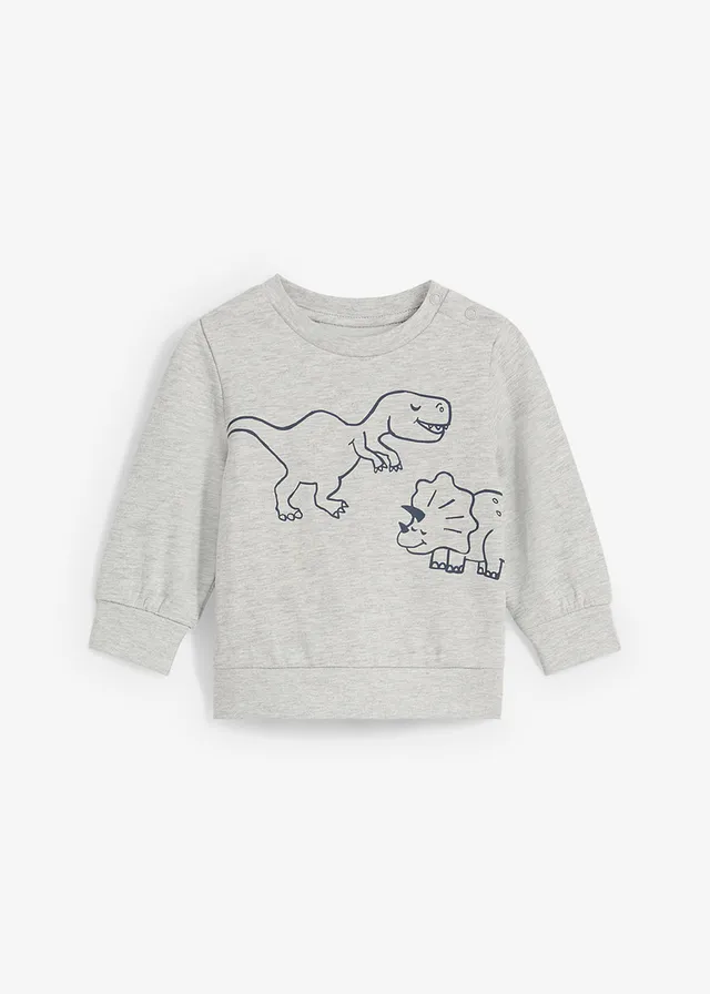 Baby sweater met Dino-print van biologisch katoen, Kleur: lichtgrijs gemêleerd met print