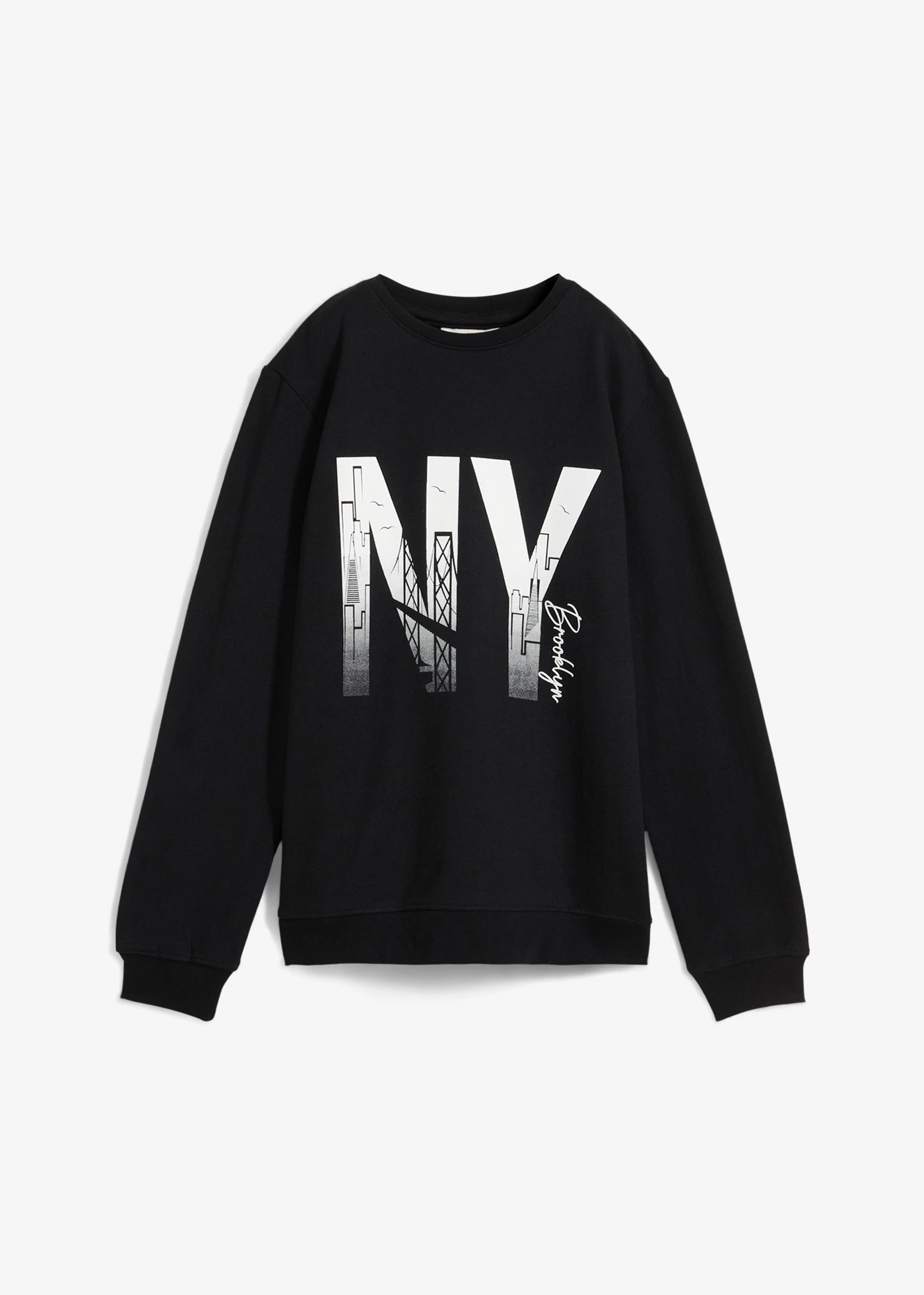 Mikina z měkké bavlněné směsi • černá s potiskem • bonprix obchod