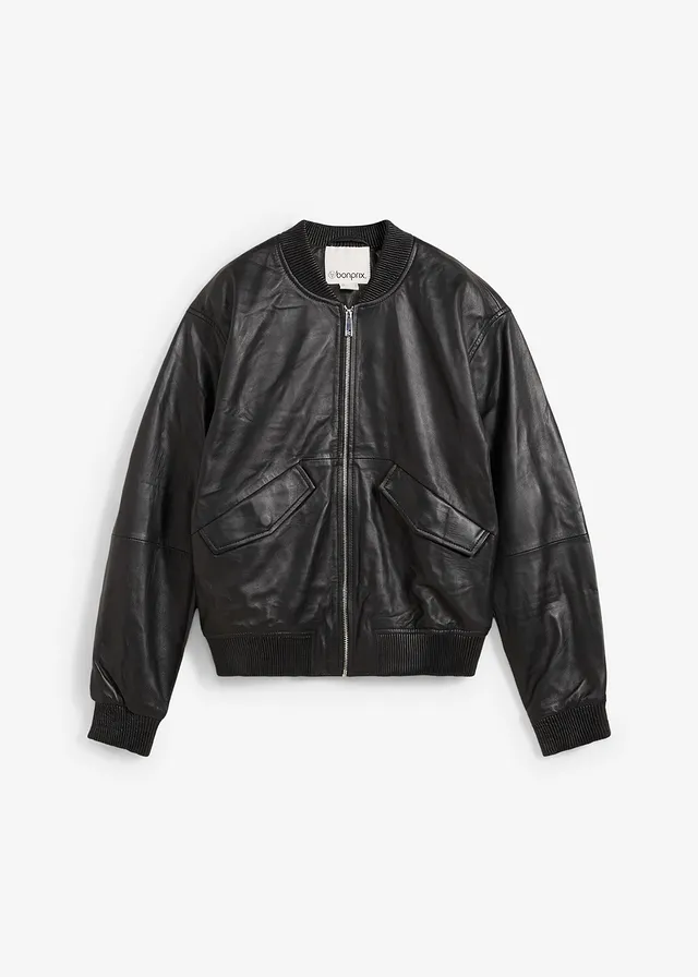 Leren blouson van lamsnappa • zwart • bonprix online shop