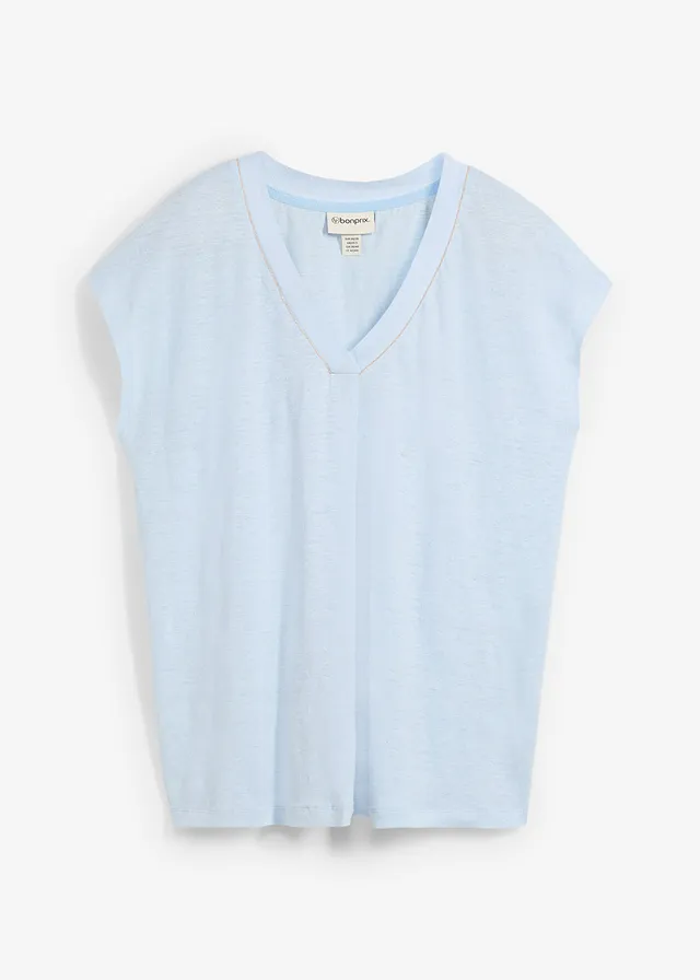 T-shirt van puur linnen • ijsblauw • bonprix online shop