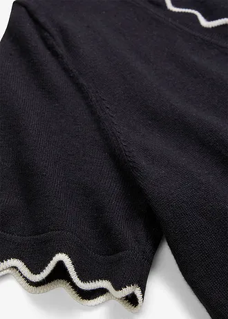 Fijn gebreide trui met zijde, 1/2 mouw • zwart/wolwit • bonprix online shop