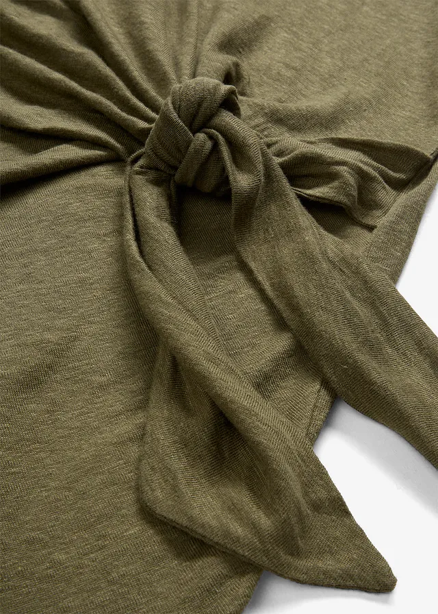 T-shirt cache-cœur, 100% lin • olive foncé • product-page.page-title-suffix