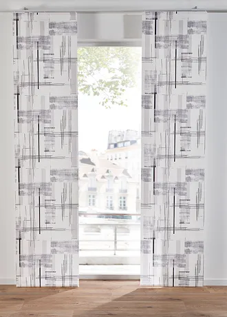 Panneau coulissant en voilage motif graphique (1 pce.) • gris • Boutique bonprix