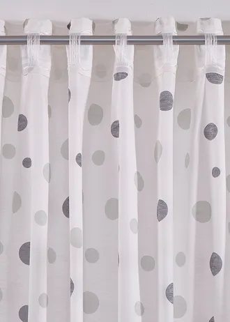 Gordijn van gerecycled polyester met stippenprint (1 stuk) • wit-grijs • bonprix online shop