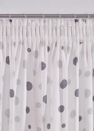 Gordijn van gerecycled polyester met stippenprint (1 stuk) • wit-grijs • bonprix online shop