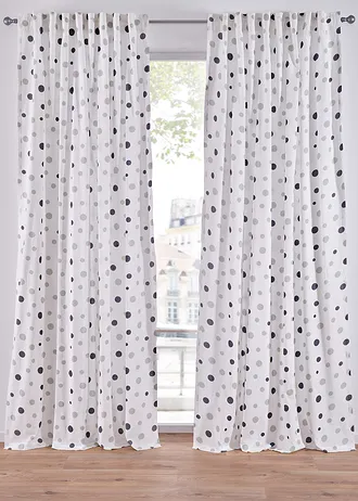 Gordijn van gerecycled polyester met stippenprint (1 stuk) • wit-grijs • bonprix online shop