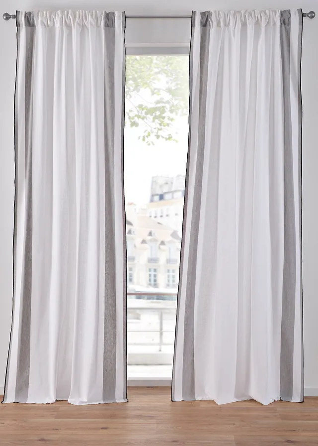 Draperie din bumbac organic cu dungi (1 buc.)