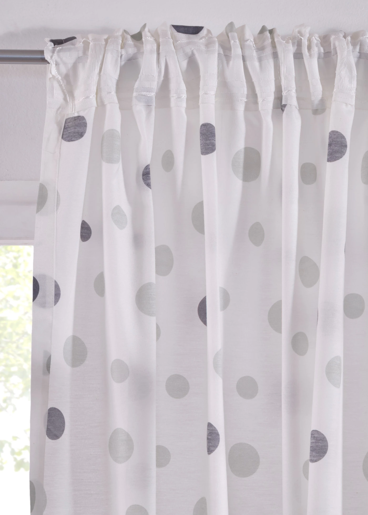 Gordijn van gerecycled polyester met stippenprint (1 stuk) • wit-grijs • bonprix online shop
