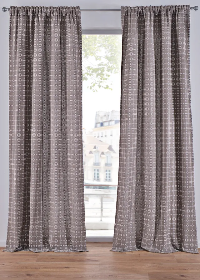 Draperie din bumbac organic, cu model cadrilat (1 buc.)