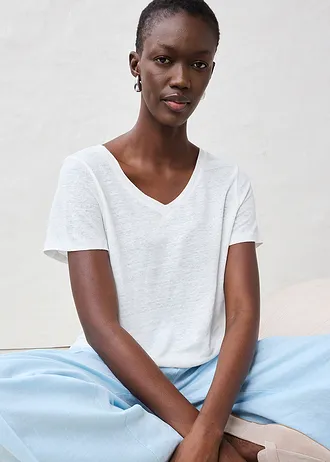 Tricou din in 100% • alb • magazin bonprix