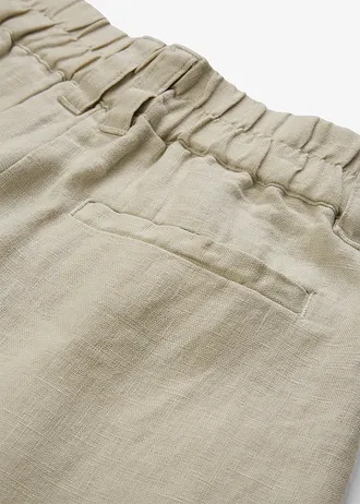 Nohavice so záhybmi na páse, z čistého plátna • svetlopiesková • obchod bonprix