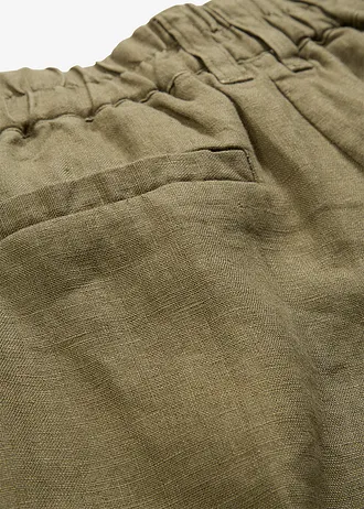 Linnen bandplooibroek • donkerolijfgroen • bonprix online shop