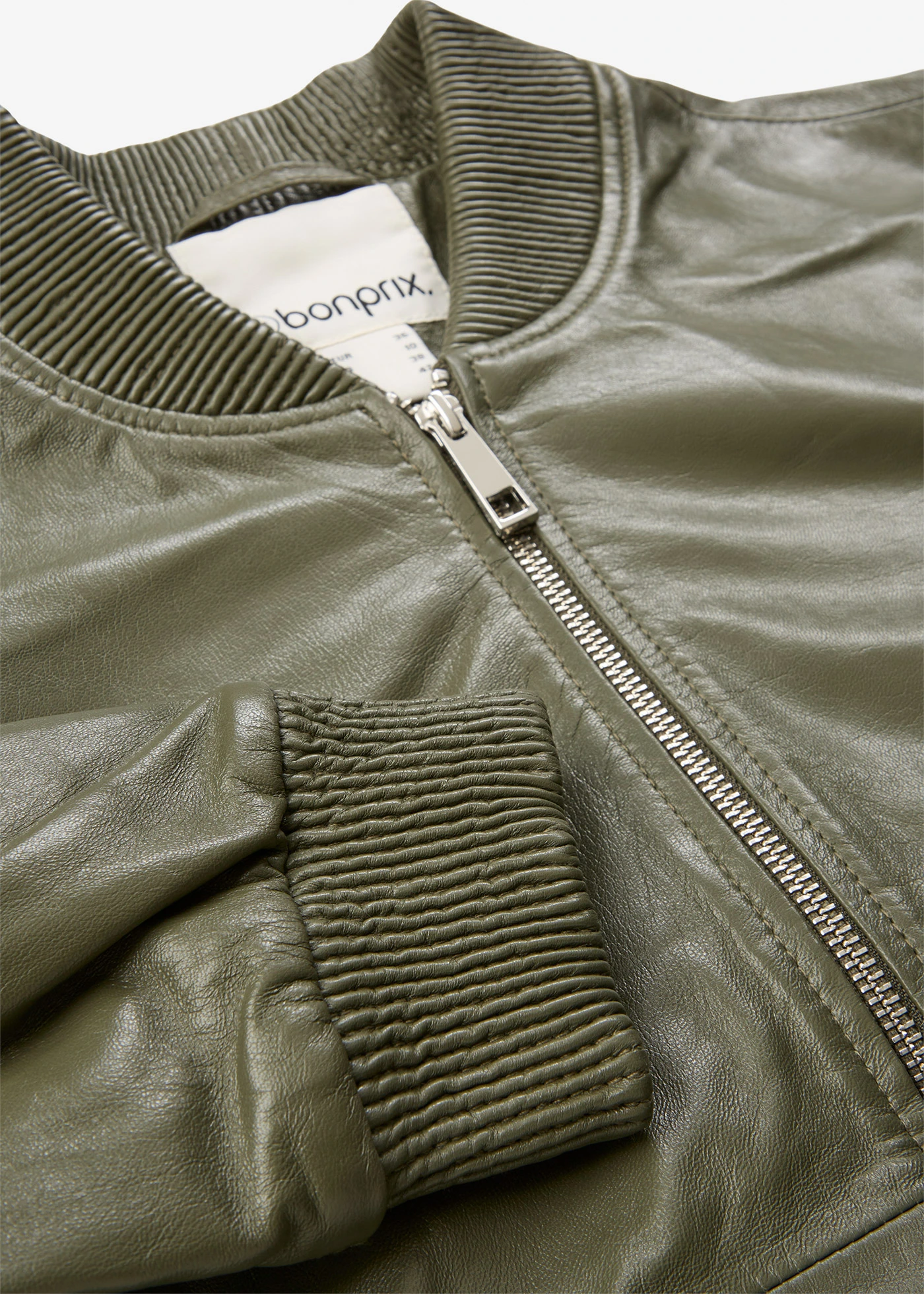 Leren blouson van lamsnappa • donkerolijfgroen • bonprix online shop