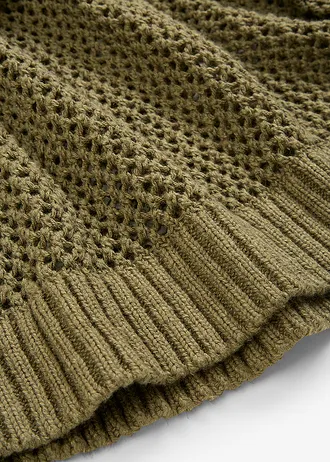 Pull ajouré en lin mélangé • olive foncé • Boutique bonprix