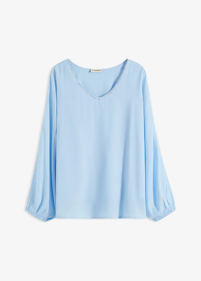 Chiffon tuniek met strass • lichtblauw • bonprix online shop