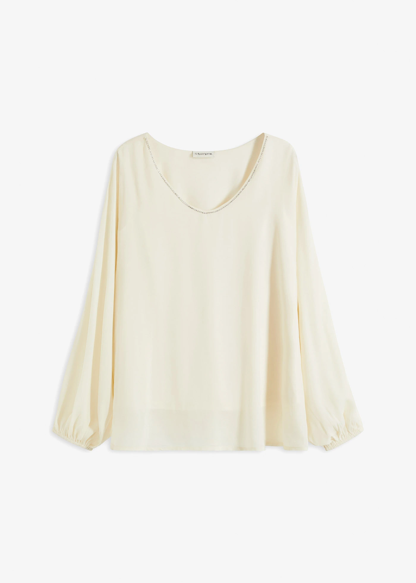 Chiffon tuniek met strass • natuurbeige • bonprix online shop