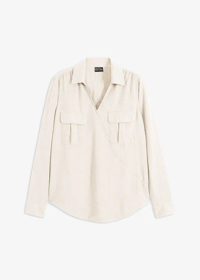 Košeľová blúzka so zavinovacím efektom