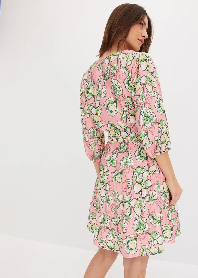 Robe courte en douce viscose mélangée • rose pâle floral • product-page.page-title-suffix