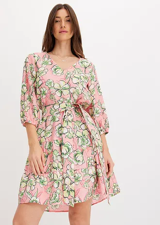 Mini jurk van zachte viscosemix, Kleur: soft roze gedessineerd