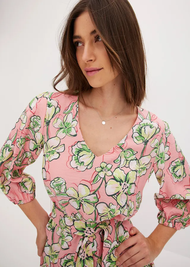 Robe courte en douce viscose mélangée • rose pâle floral • product-page.page-title-suffix