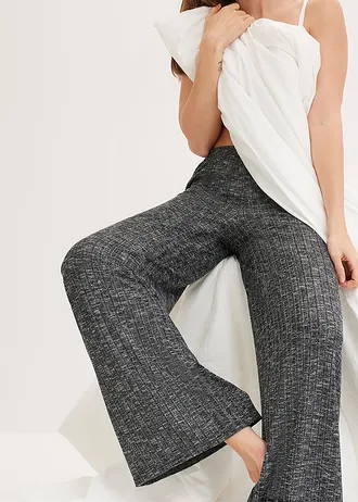 Costum de casă oversize relaxat din material ripsat • negru/gri deschis melanj • magazin bonprix