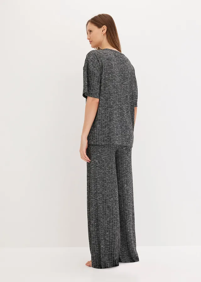Domáce oblečenie, oversized • čierna   /svetlosivá melírované • obchod bonprix