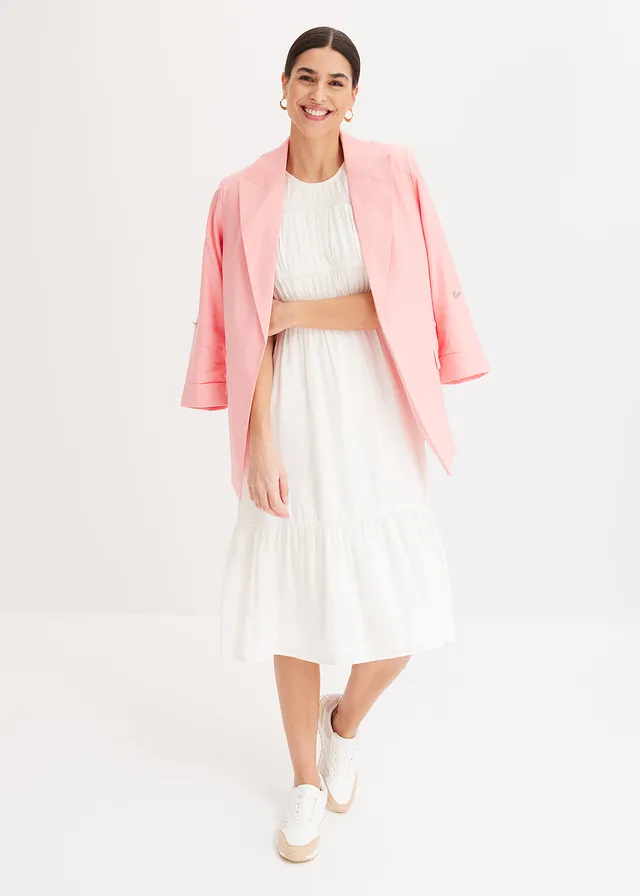 Blazer van een linnenmix, Kleur: soft roze