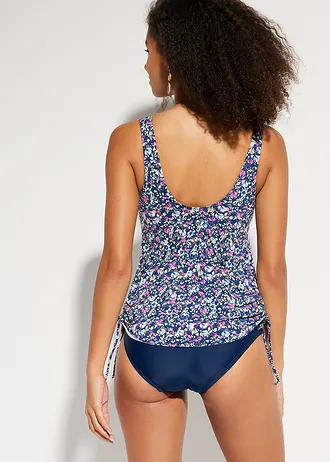 Costum de baie întreg cu fronseuri laterale • bleumarin, cu flori • magazin bonprix